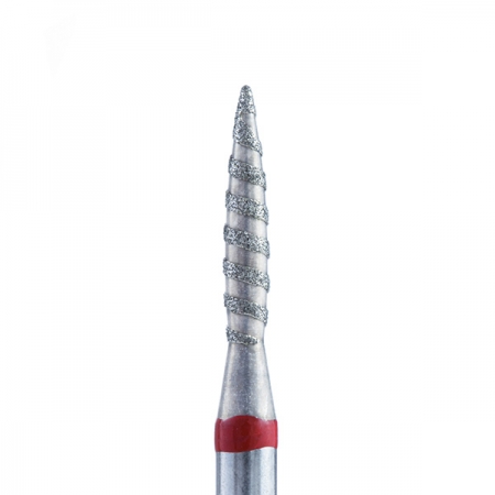 Фреза Кристалл Nails алмазная Торнадо, диаметр 1,8 мм, красная насечка